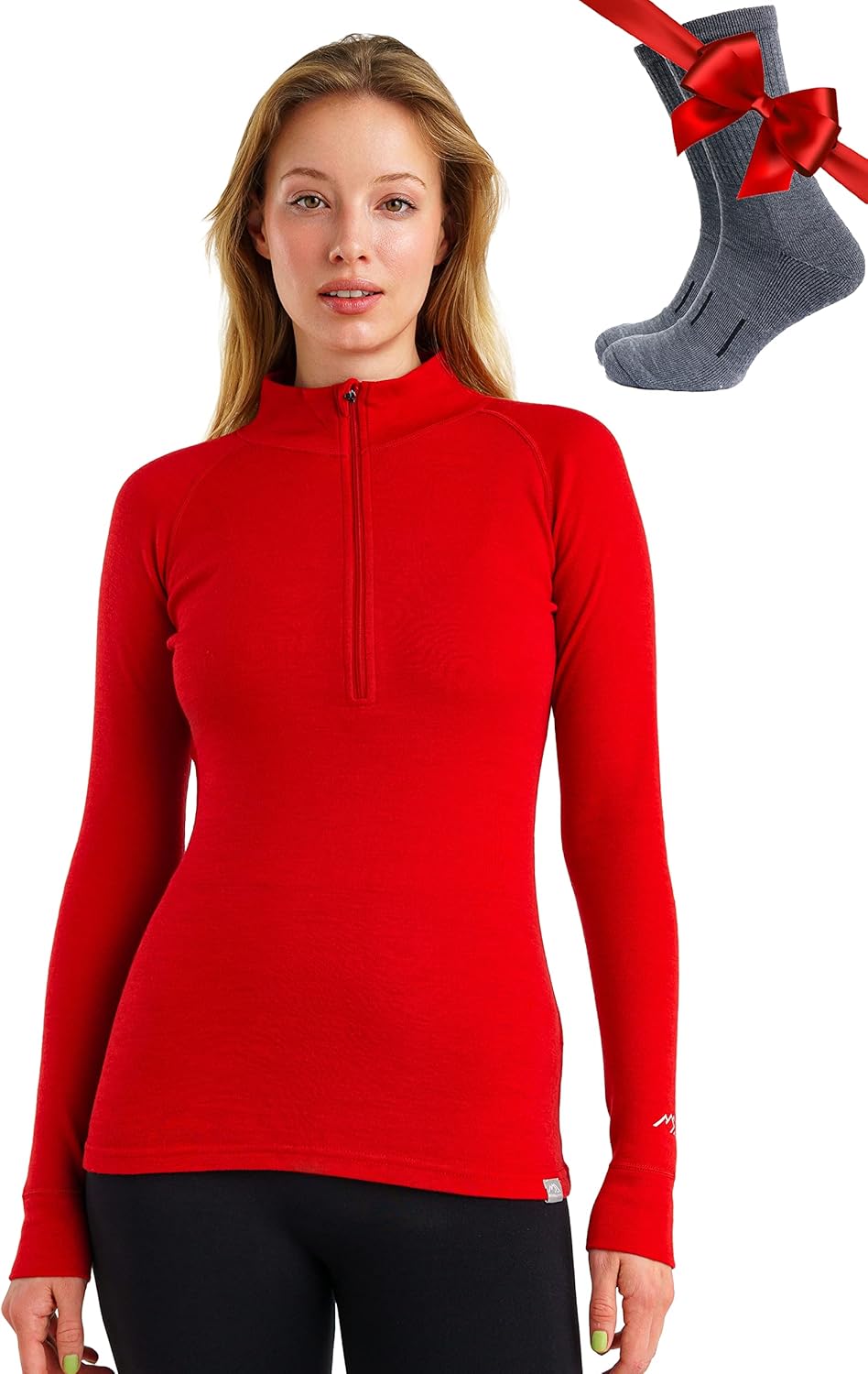 Merino Wool Base Layer Women - 100% Merino Half Zip Sweater