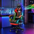 RGB Gaming Chair with Speakers and Massage - LED Footrest Comfort