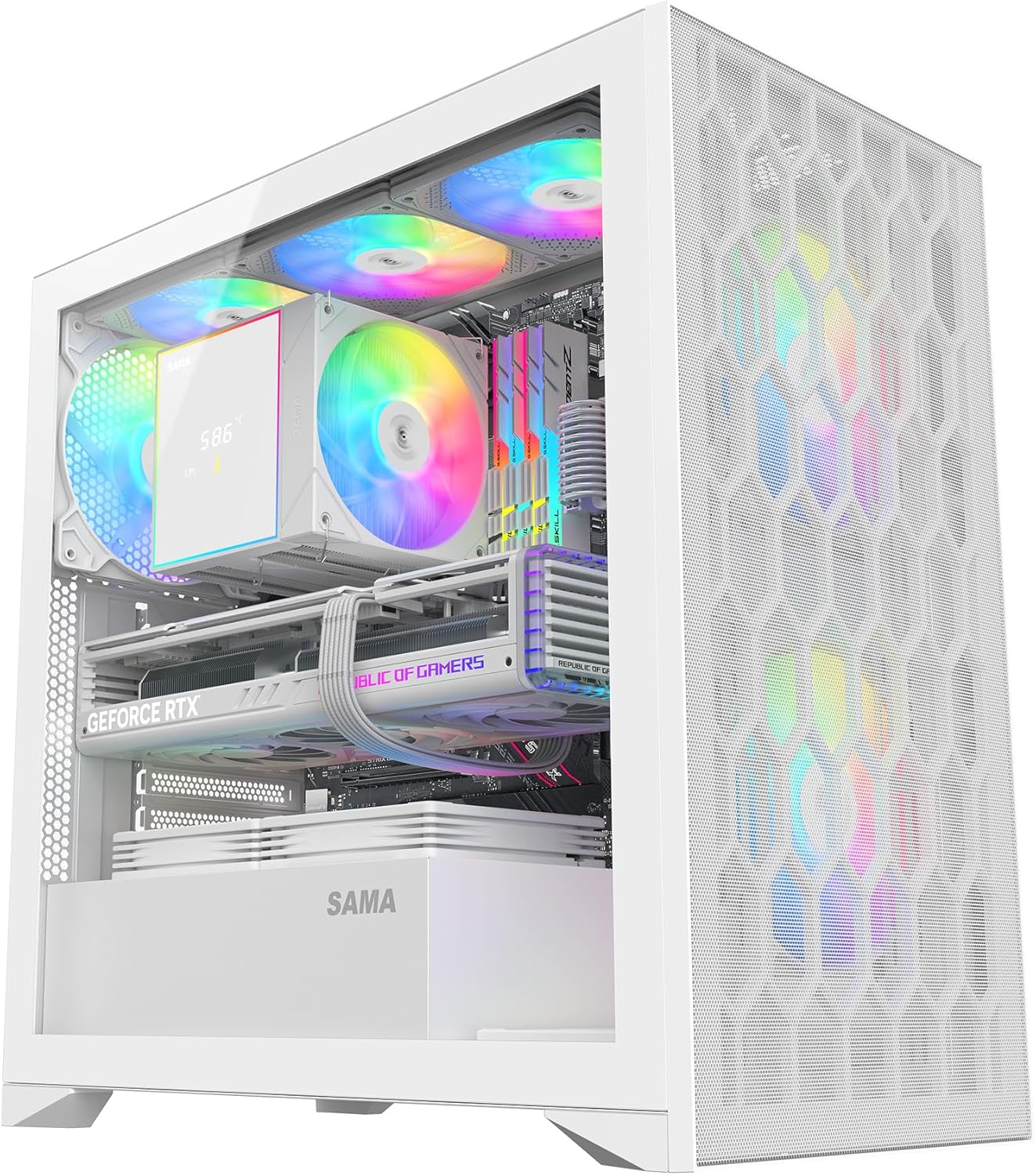 SAMA V Mesh Mid Tower PC Case with High Airflow and RGB Fans