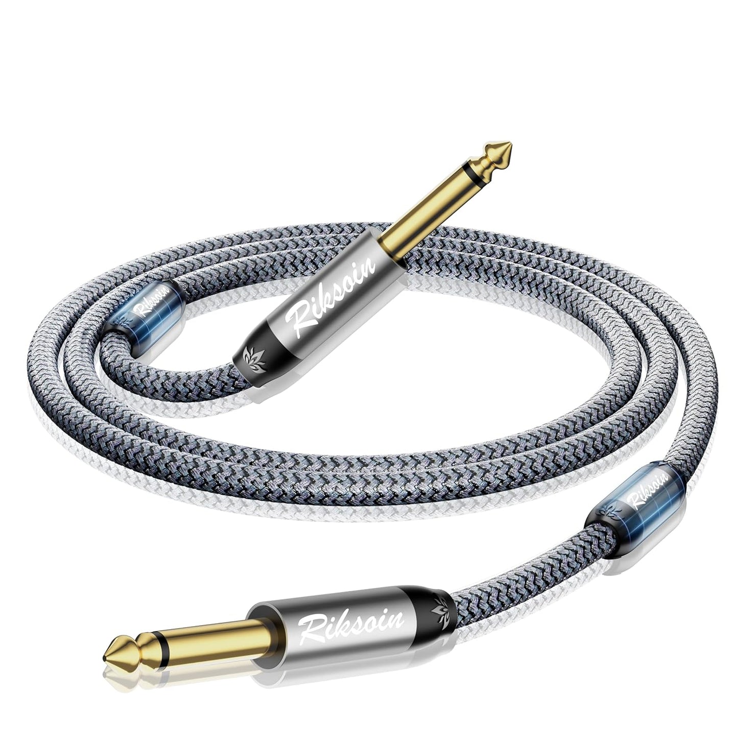 RIKSOIN 6.6ft Electric Guitar Cable, Crystal Clear Sound, Braided & Durable
