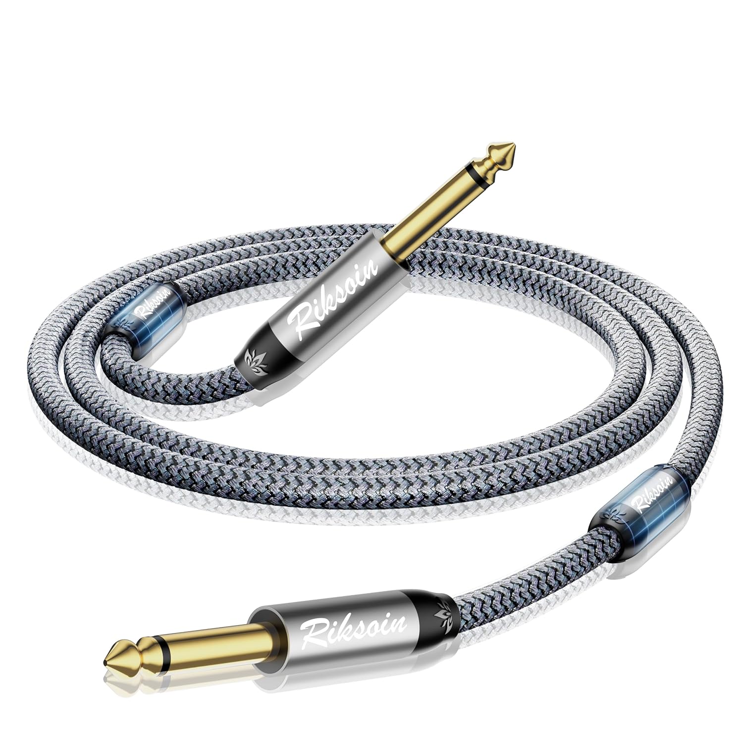 RIKSOIN 6.6ft Electric Guitar Cable, Crystal Clear Sound, Braided & Durable