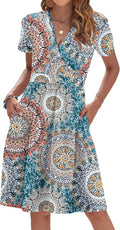 Women's Short Sleeve V Neck Floral Dress Perfect for Summer 2025