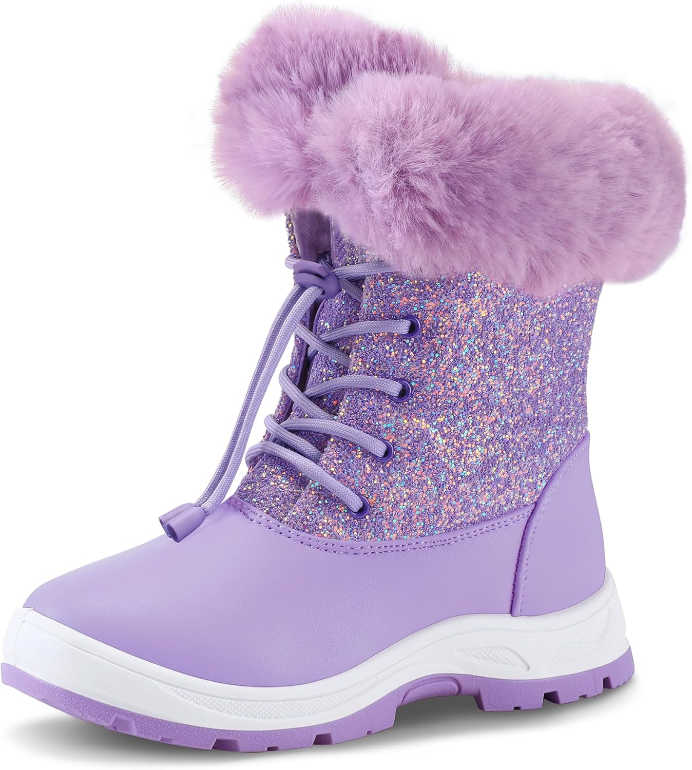 K KomForme Girls Glitter Snow Boots for Warm Winter Fun