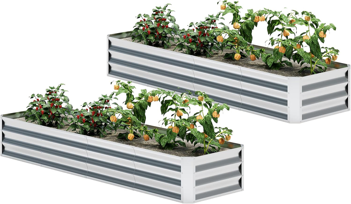EKX Galvanized Raised Garden Bed Kit for Outdoor Planting