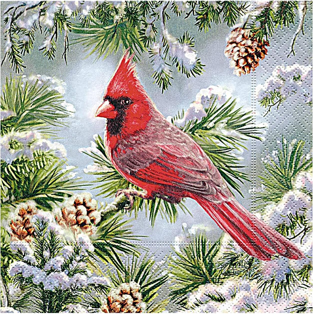 Rustic Christmas Napkins 40 Pk - Disposable Cocktail Paper Design