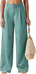 Willit Women's Linen Pants Wide Leg Work Dress Pants - Comfortable Two