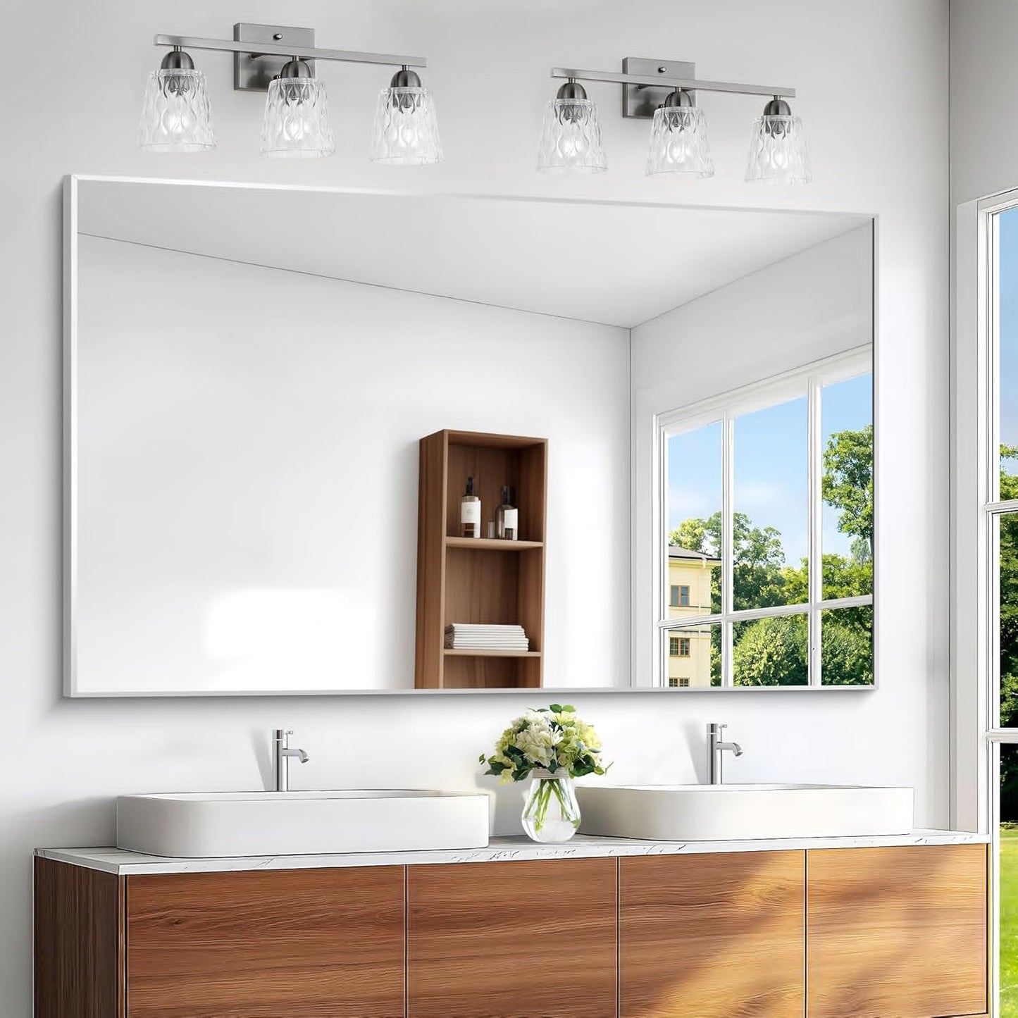 BONEWEI Silver Bathroom Mirror 60x36 inch for Modern Spaces