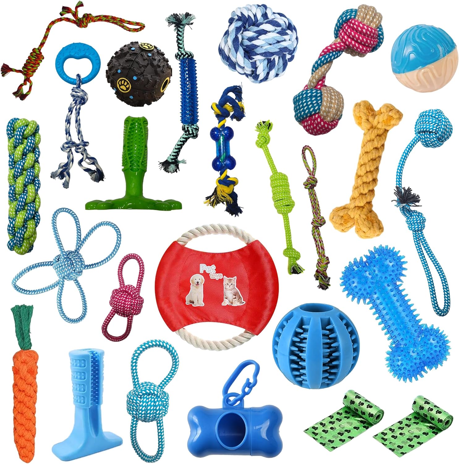 25-Pack Premium Dog Chew Toys for Puppies and Teething Fun