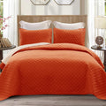 Burnt Orange Reversible King Size Quilt Set 104x96 - Lightweight