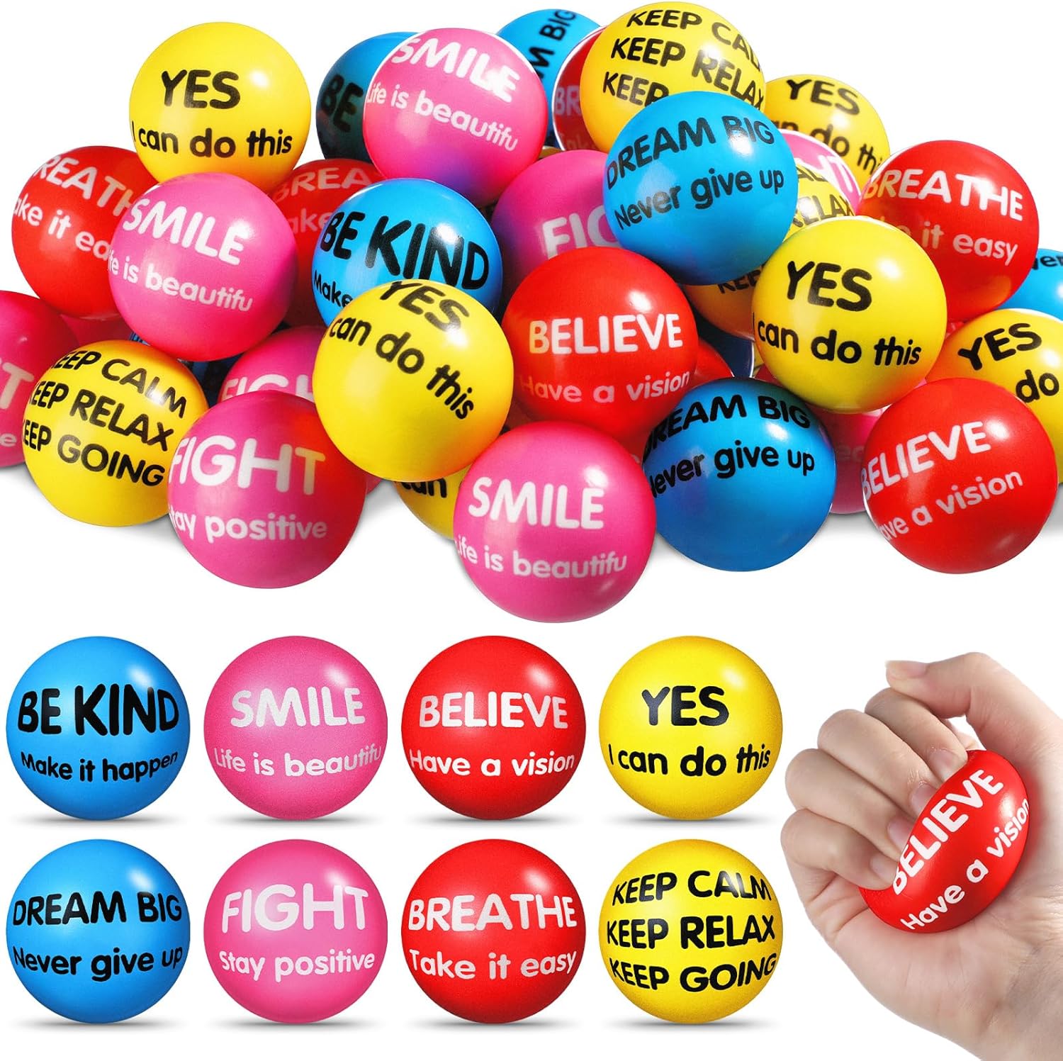 Liliful 48 Pieces Motivational Stress Balls for Stress Relief