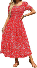 Boho Floral Square Neck Ruffle Maxi Dress - Flowy Summer Fit