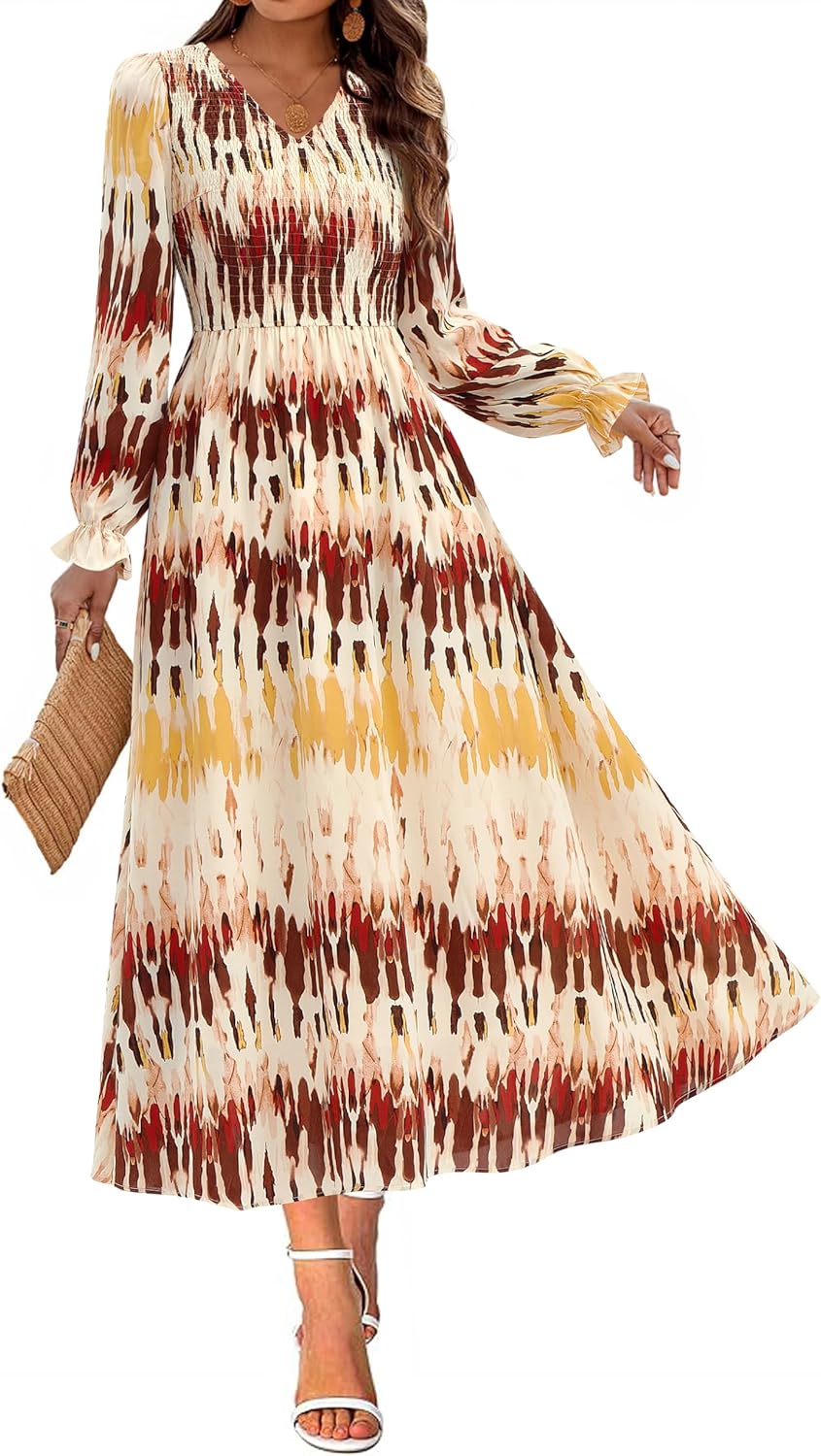 Floral Maxi Dress for Women 2025 - Long Sleeve Boho Elegance