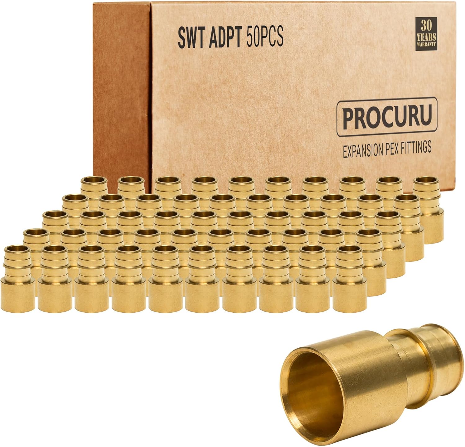 PROCURU 50-Pack 1/2in PEX-A x 1/2in Female Sweat Adapter
