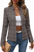 Women's Houndstooth Tweed Blazer Jacket - Fully Lined Winter Work Coat