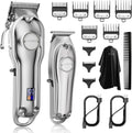 Professional Hair Clippers for Men - Cordless T-Blade Kit (Silver)