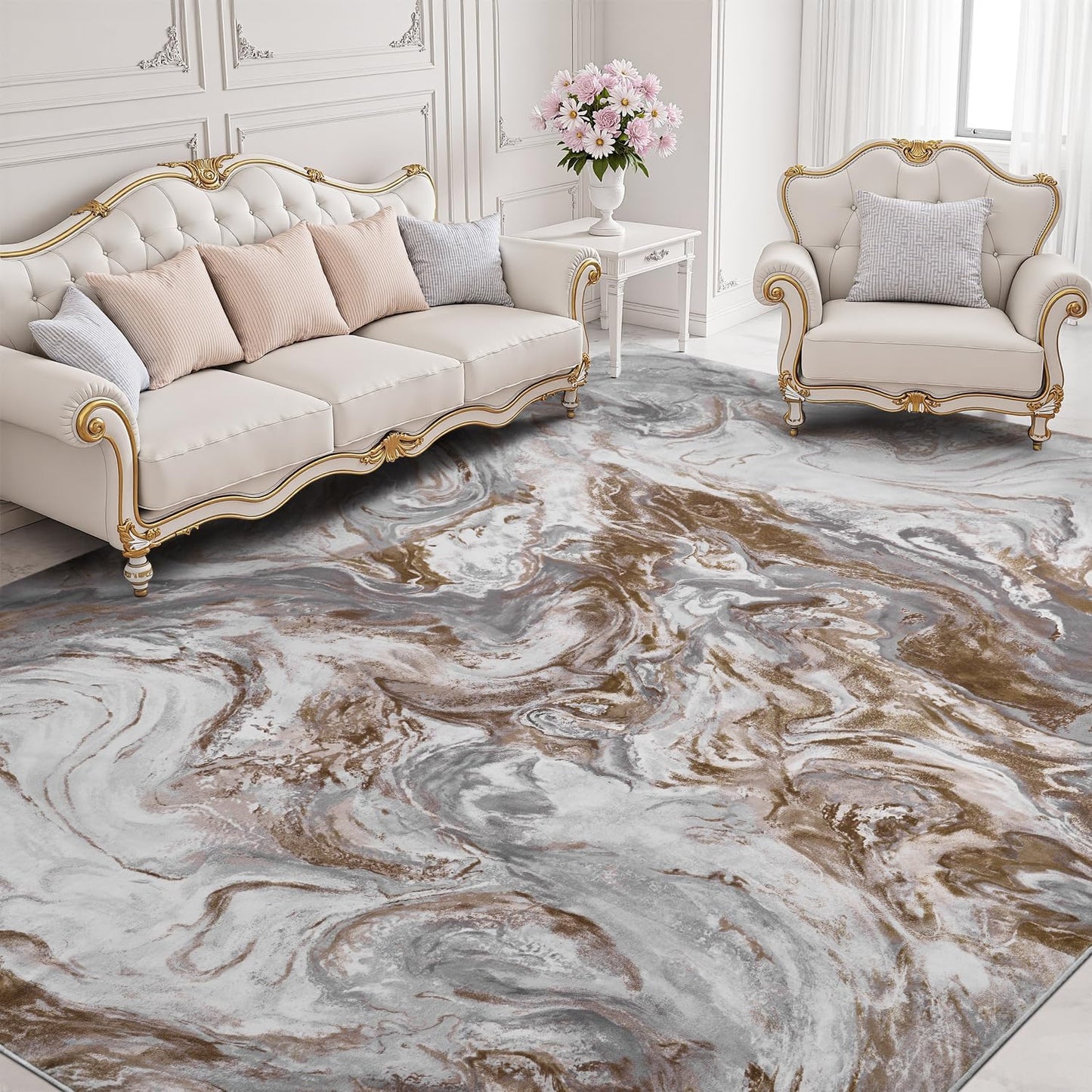 5x7 Area Rugs for Living Room, Modern Abstract Rug for Bedroom