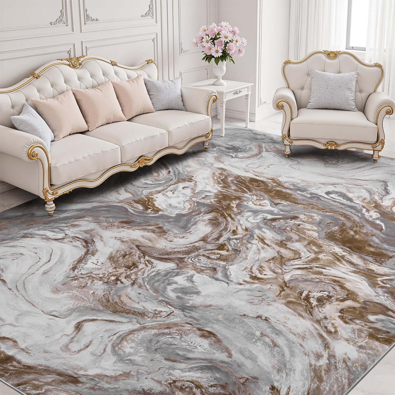 5x7 Area Rugs for Living Room, Modern Abstract Rug for Bedroom