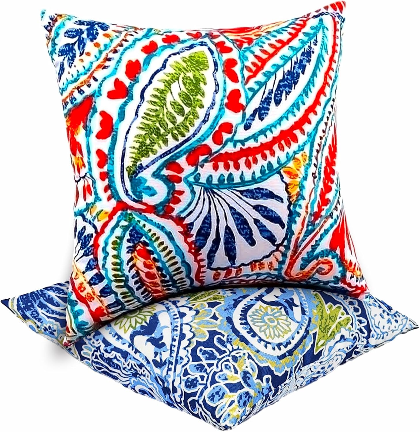 Outdoor Lumbar Pillows Pack of 2 Waterproof Decorative Cushions