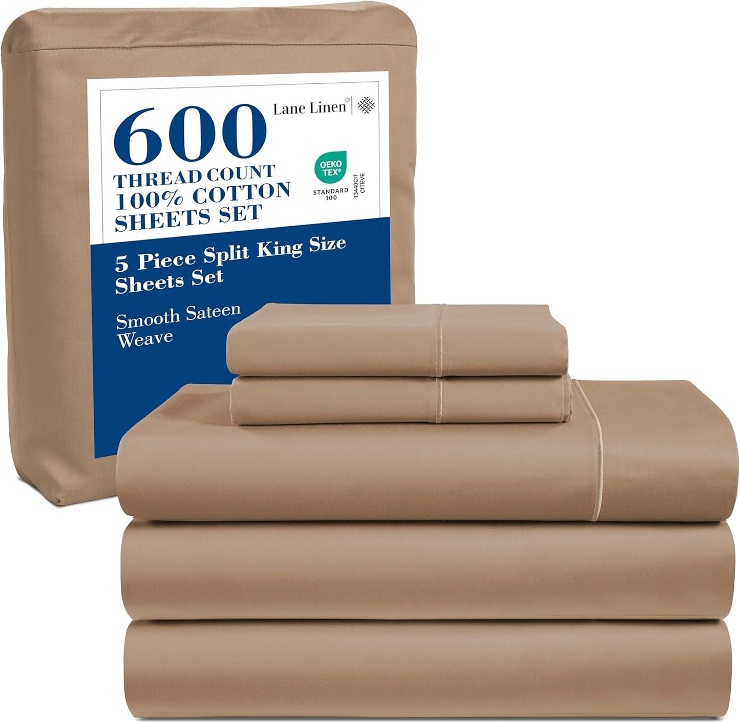 High Quality Split King Sheet Set for Adjustable Beds - Taupe