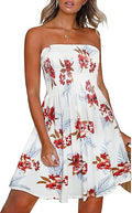CHICGAL Summer Strapless Boho Floral Sundress - Beach Cover Up