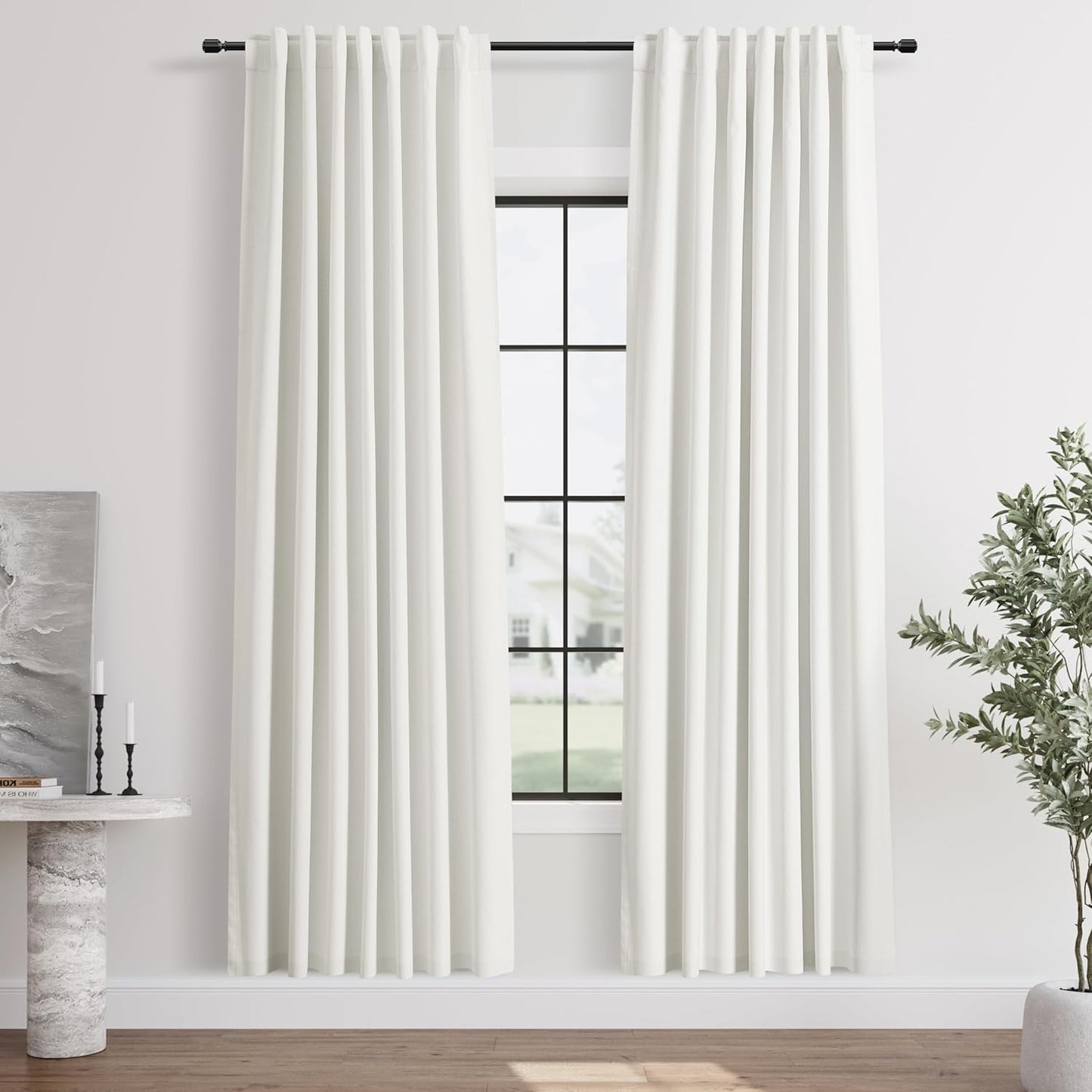 Modern Ivory Blackout Curtains - Thermal Insulated 52x80 Set, 80 Inch Length