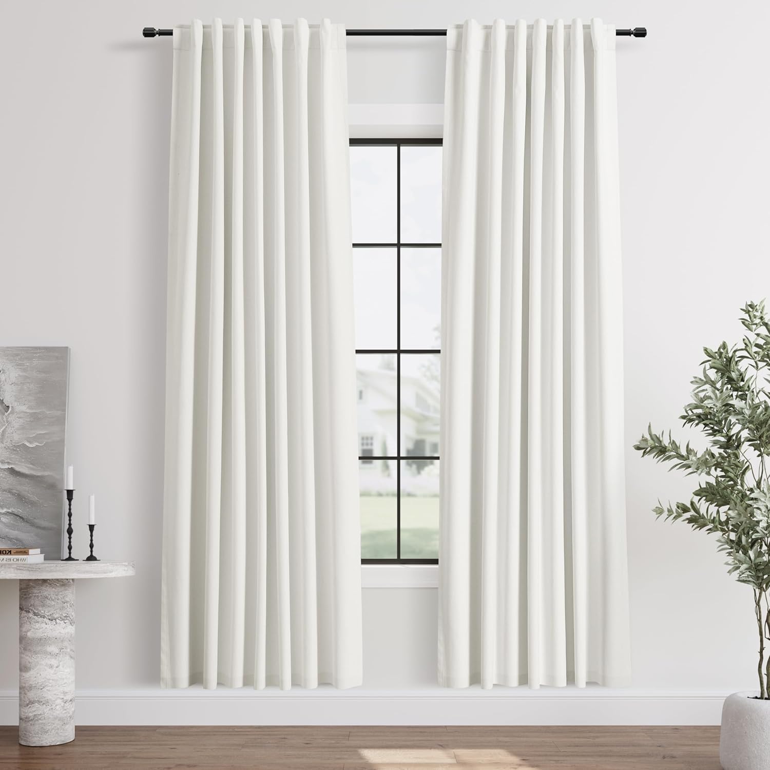 Modern Ivory Blackout Curtains - Thermal Insulated 52x80 Set, 80 Inch Length
