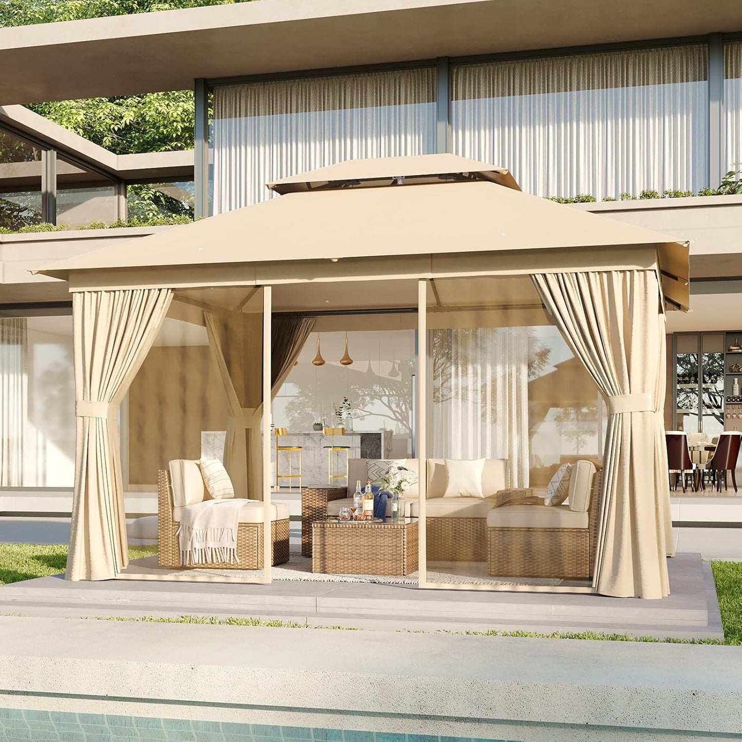 Aoxun 10ftx12ft Outdoor Patio Gazebo for All-Weather Use