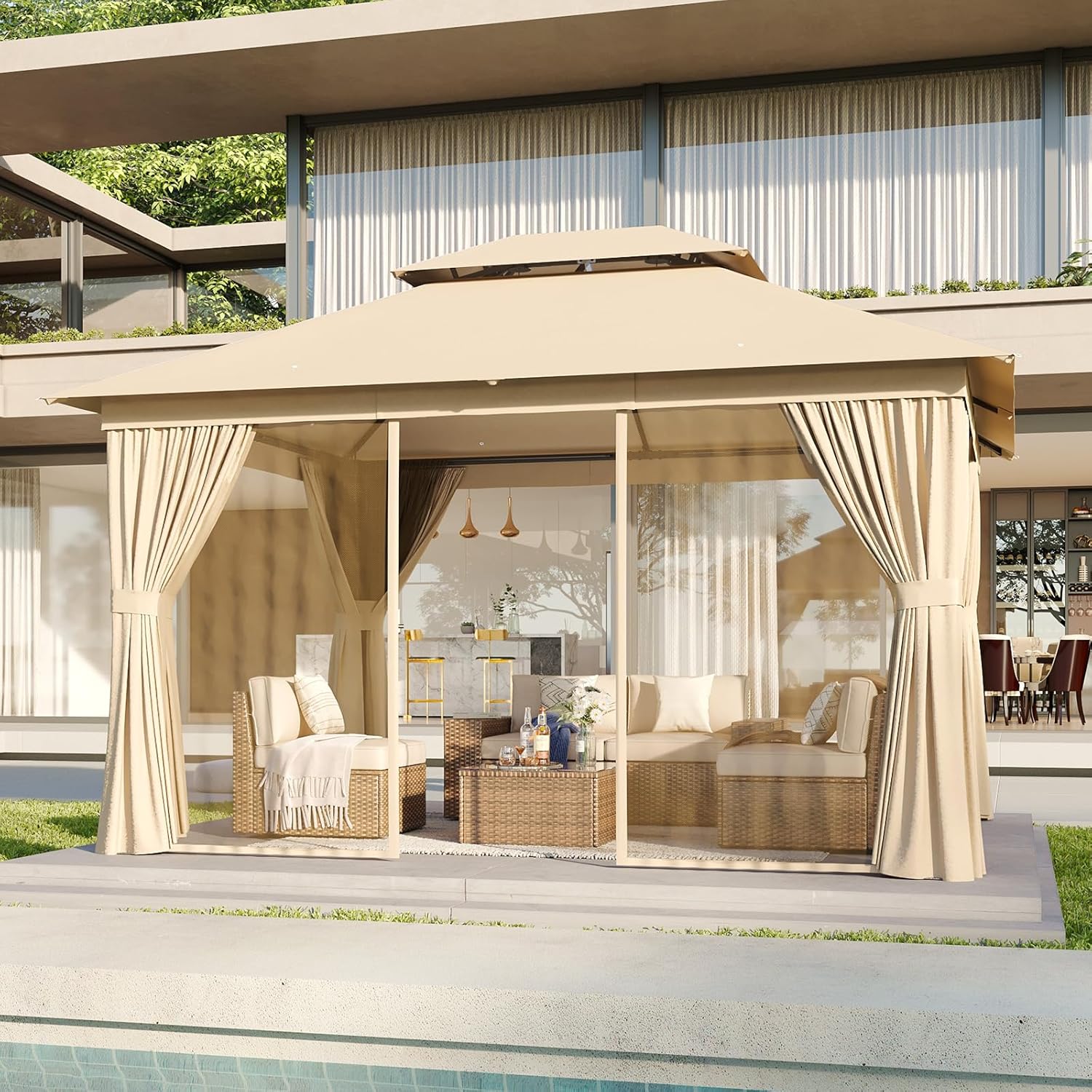 Aoxun 10ftx12ft Outdoor Patio Gazebo for All-Weather Use