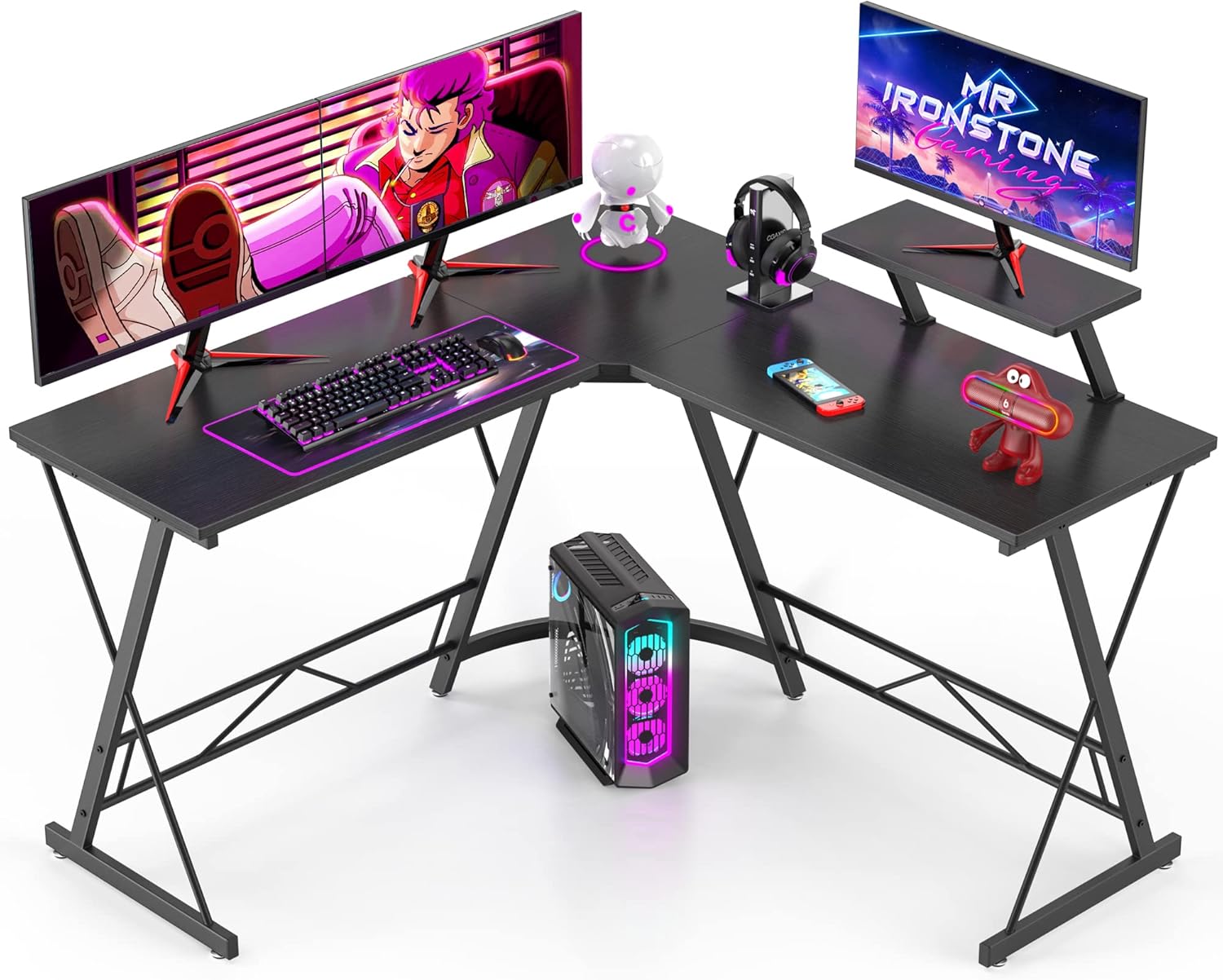 Space-Saving L Desk for Gaming & Work