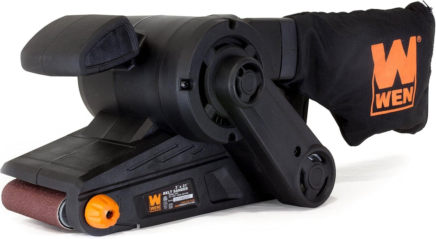 WEN 6321 7-Amp Corded Belt Sander with Dust Bag for Precision