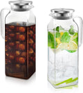 68 oz Square Glass Pitcher with Lid and Spout - Heat Resistant Carafe