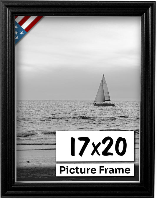 Black 17x20 Picture Frame with UV-Blocking Plexiglass for Art