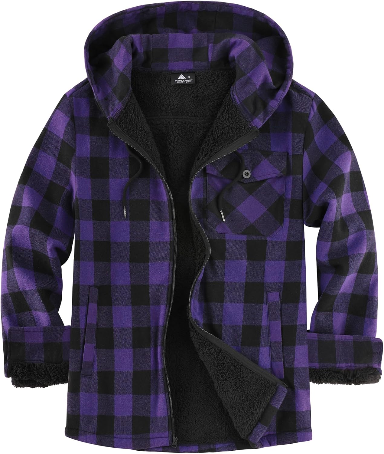 SCODI Men's Flannel Plaid Jacket Warm Sherpa Lined Fleece Hoodies