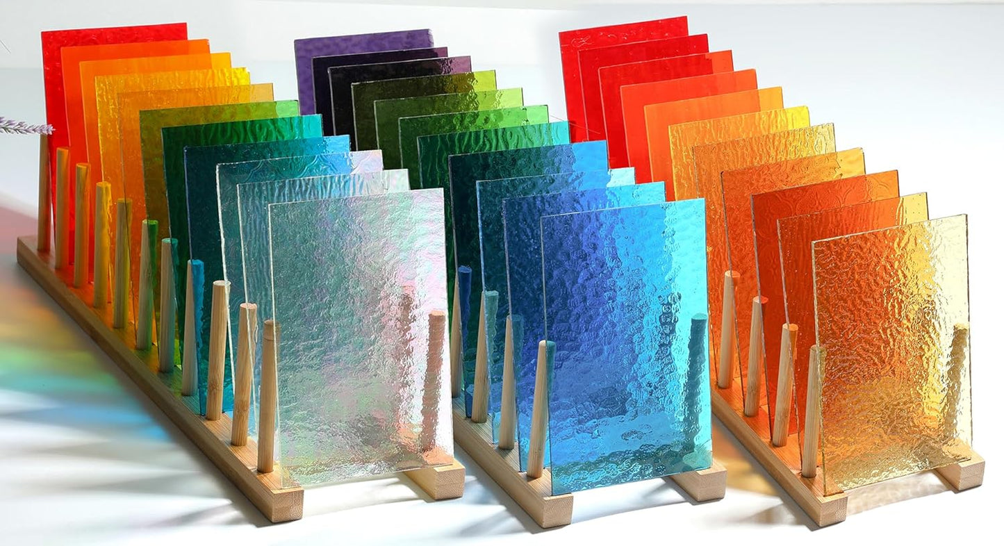 Vibrant 26 Sheets Transparent Stained Glass for Art Crafts