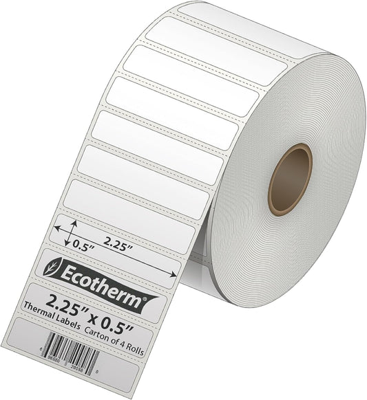Premium Ecotherm White Labels | 13840 Labels | Fits Various Thermal Printers | 4 Rolls