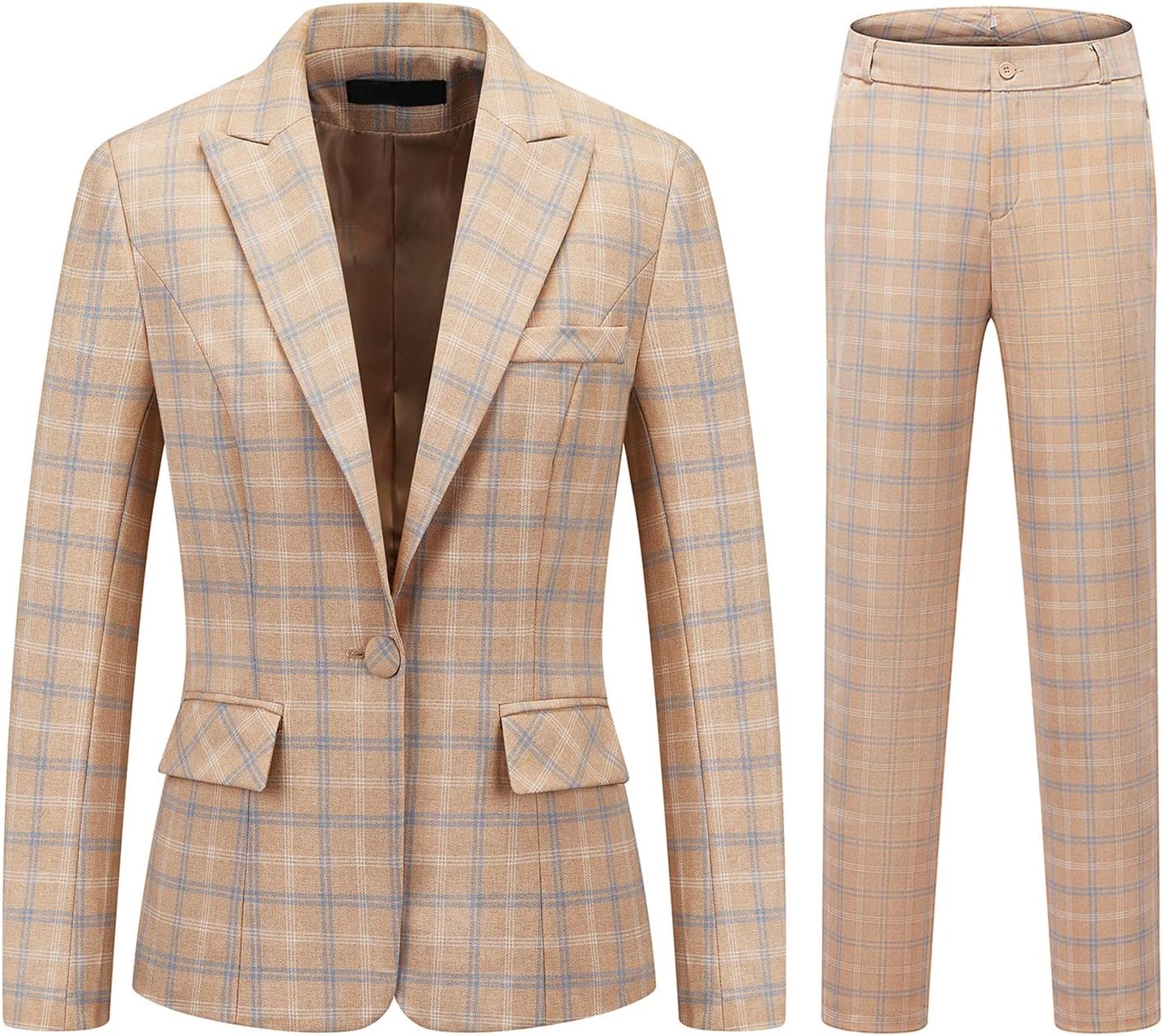 Womens 2 Piece Plaid Suits Set for Business Office Style