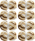 Tie Dye Chunky Yarn for Crocheting 8 Pack - Khaki Fluffy Jumbo