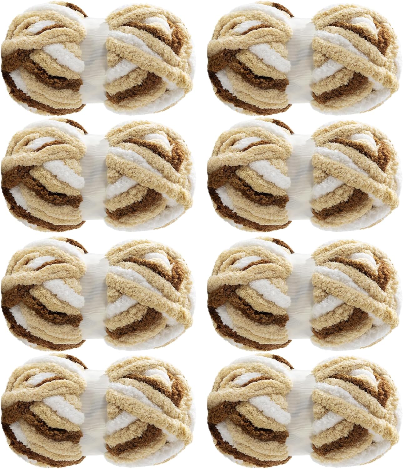 MABOZOO Tie Dye Chunky Yarn for Crocheting 8 Pack, Khaki