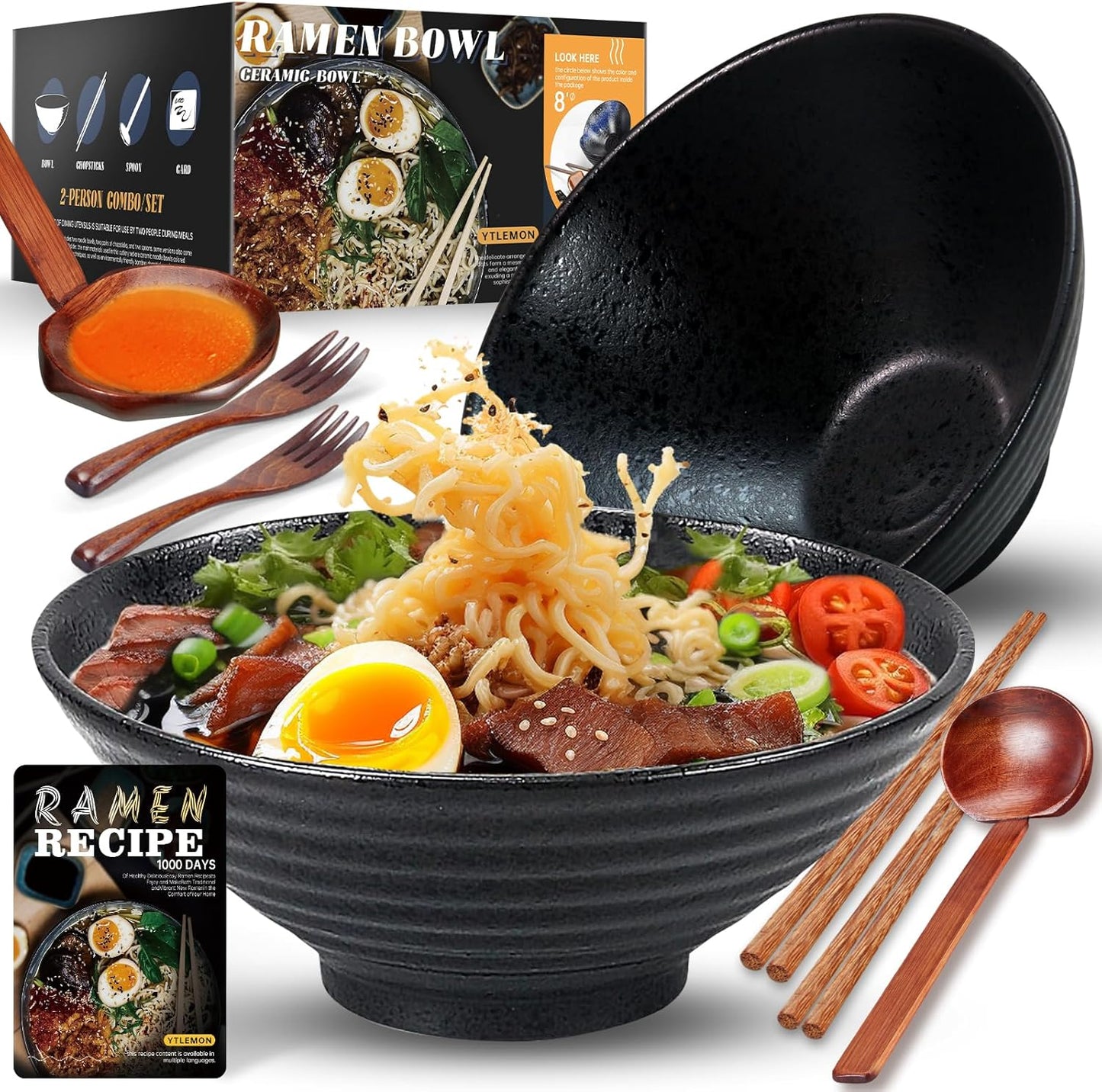 Japanese Ramen Bowl Set - Elegant Dinnerware Duo