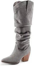 mysoft Women's Cowboy Knee-High Boots Pointed Toe Wide Calf - Slouchy