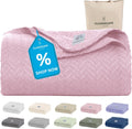 Cloud Scape Linen 100% Cotton Blanket Queen Size - Cozy Herringbone