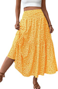 Women's Smocked High Waist Maxi Skirt Casual Boho Long Skirts
