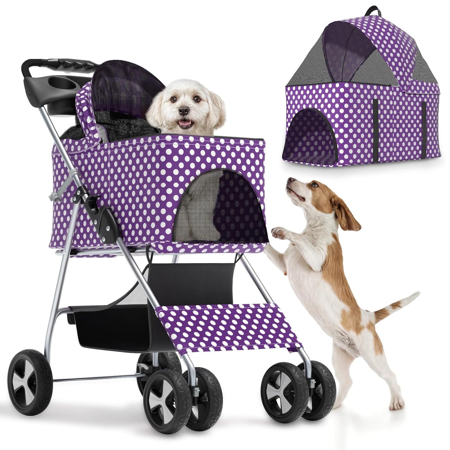 Magshion Foldable Pet Stroller for Small Dogs & Cats Up to 33 lbs