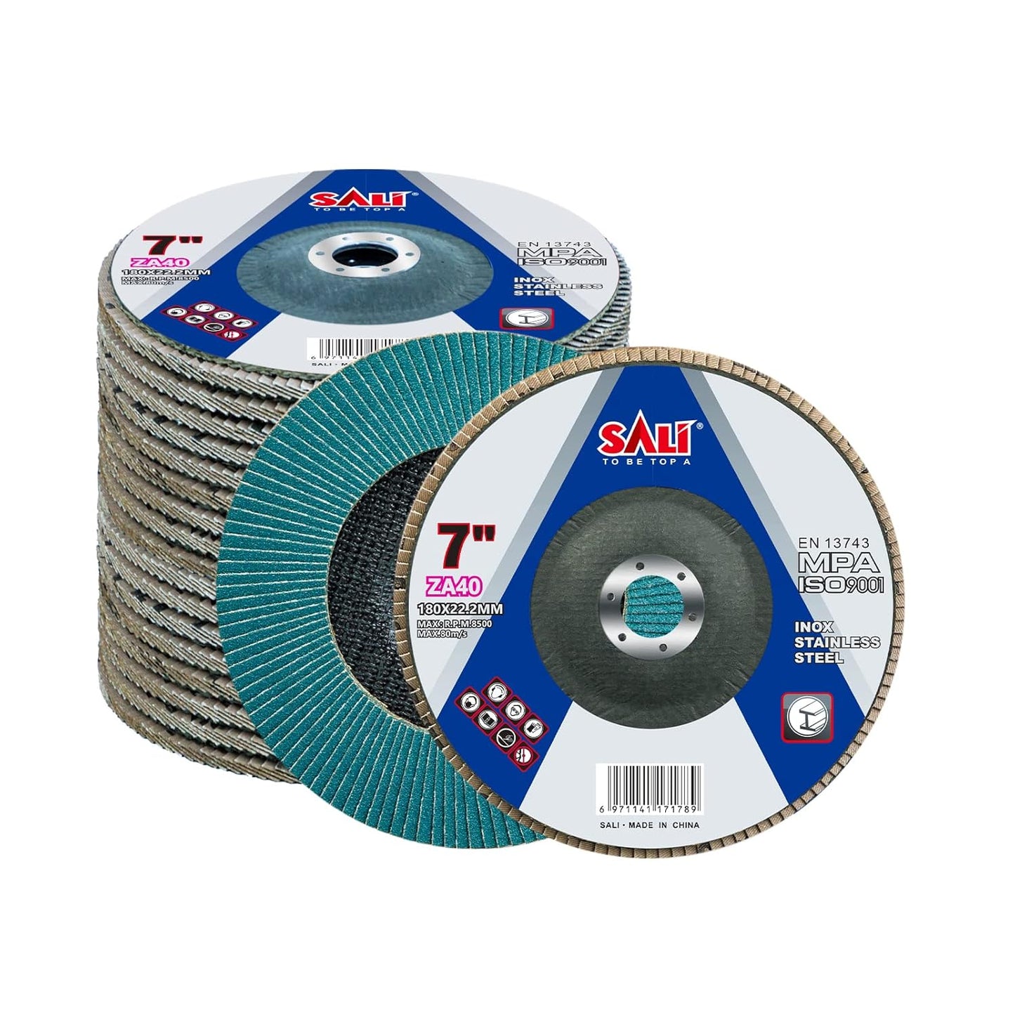 Sali 10 Pack Zirconia Flap Disc 40 Grit for Angle Grinders