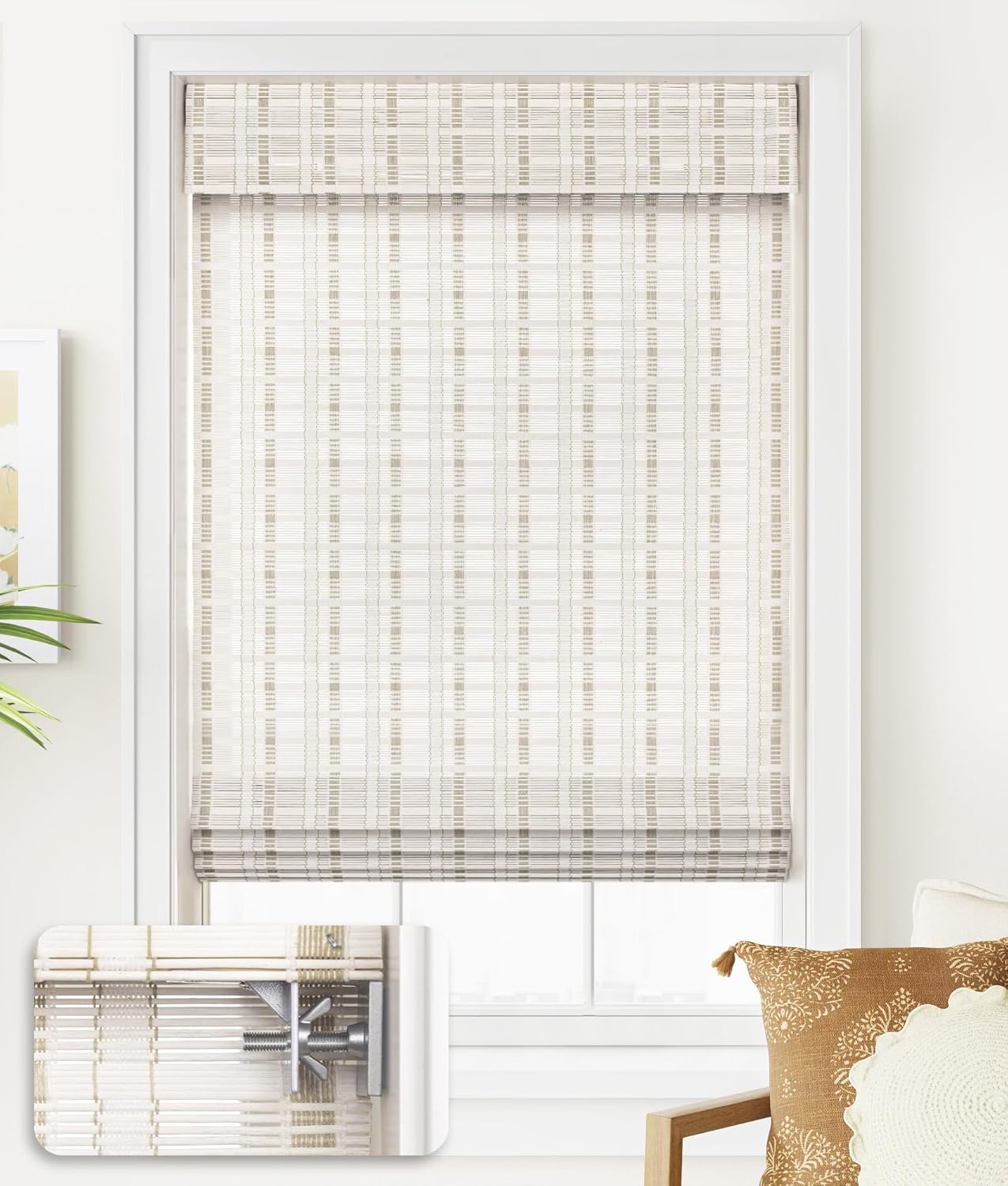 LazBlinds Cordless Bamboo Roman Shades for Easy Window Treatment