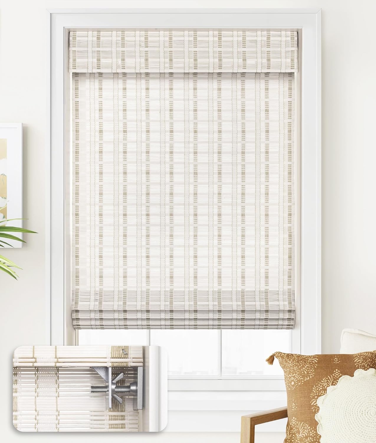 LazBlinds Cordless Bamboo Roman Shades for Easy Window Treatment