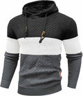 Mens Slim Fit Hooded Knitted Sweatshirt Pullover - Lightweight Warm