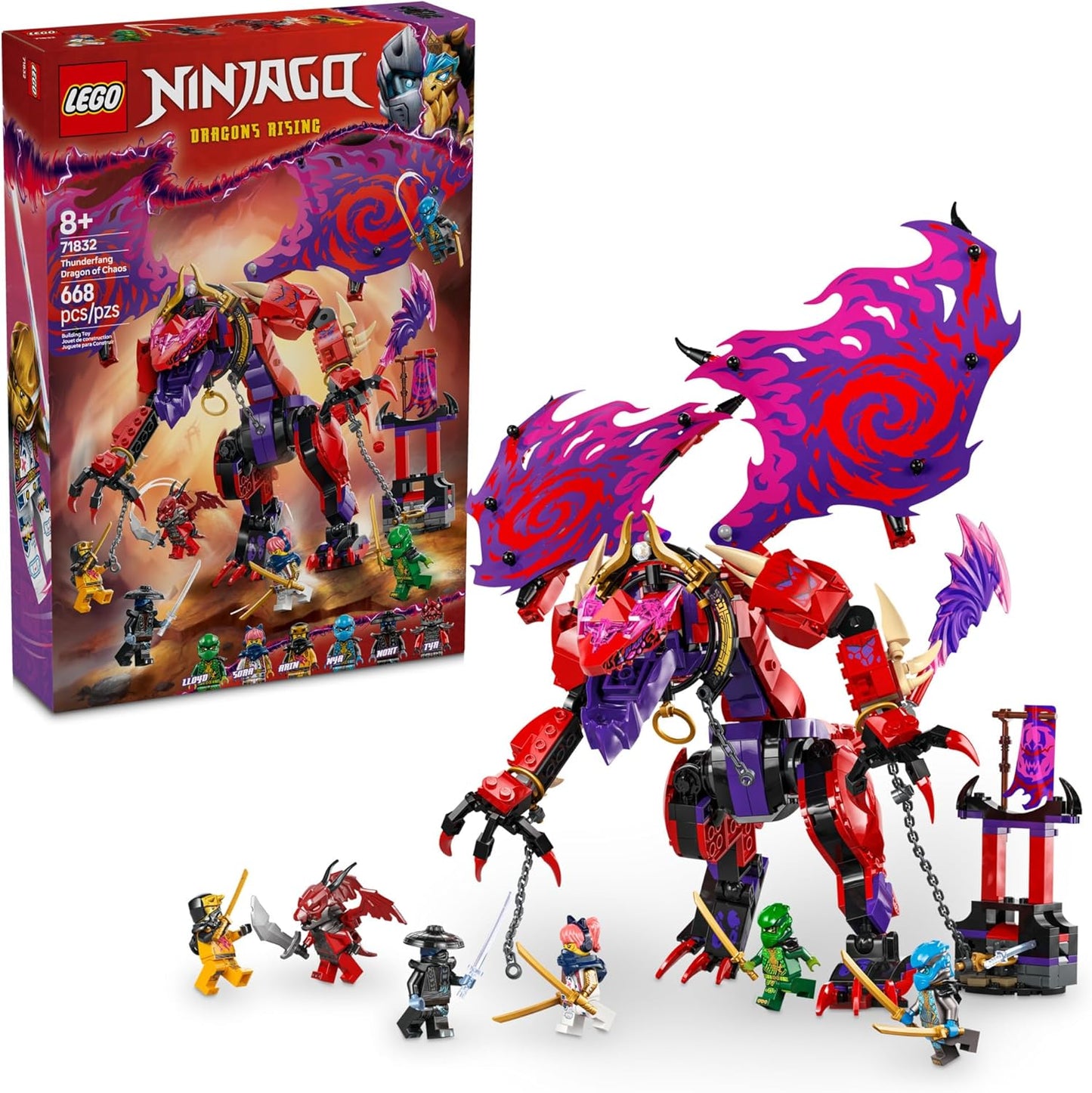 LEGO NINJAGO Thunderfang Dragon of Chaos Playset for Kids