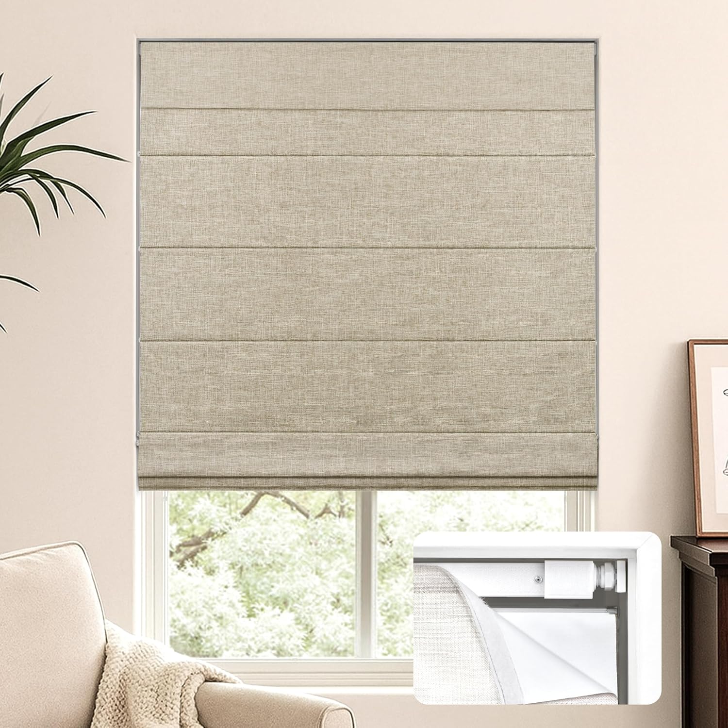 LazBlinds No Tools No Drill Blackout Roman Shades for Windows