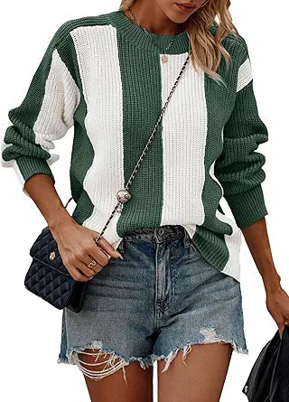 PRETTYGARDEN Women's Color Block Knit Pullover Sweater for Fall